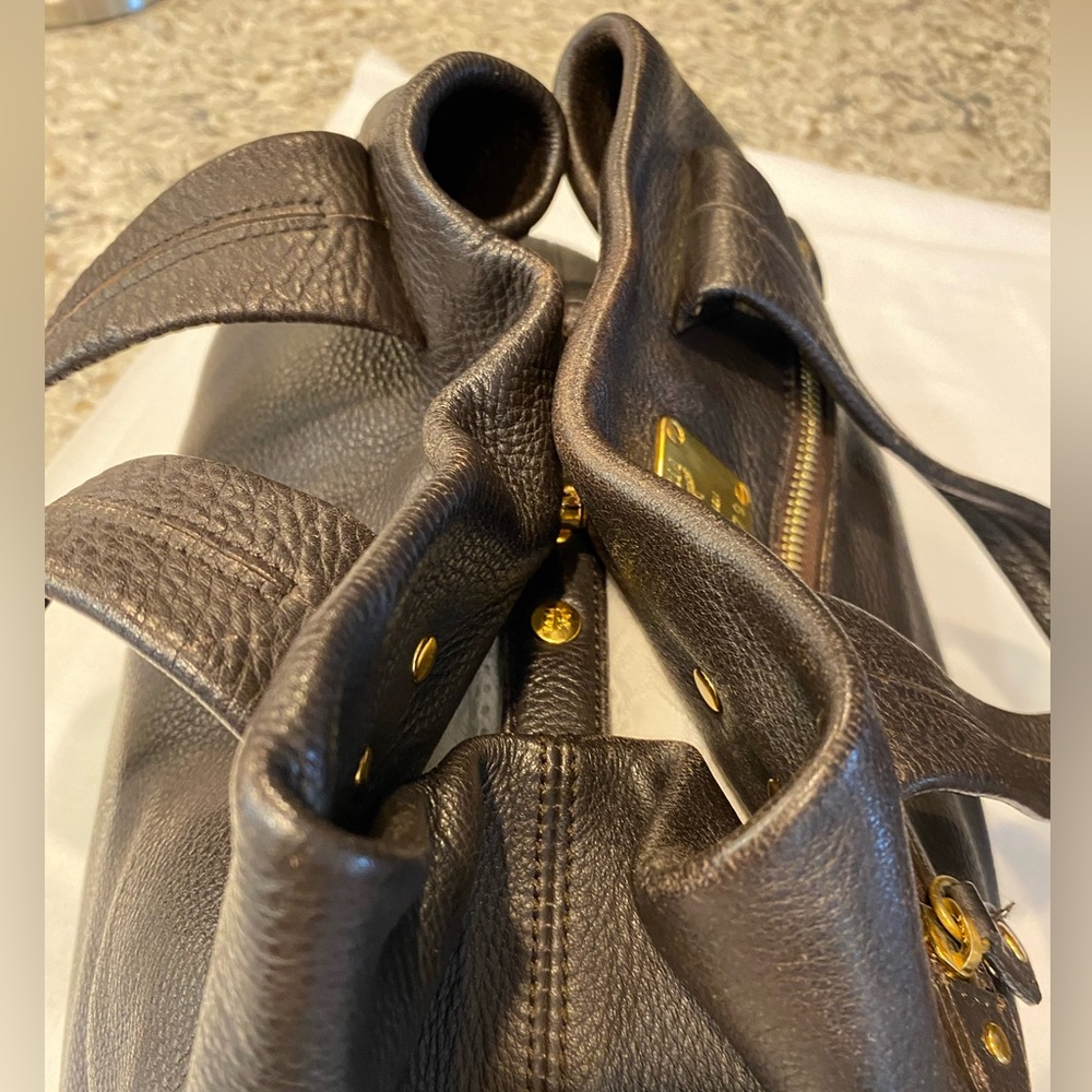 MCM Dark Brown Satchel with Gold Details - Picture 10 of 10